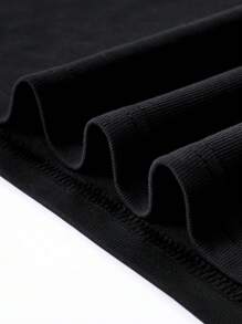 Men Letter Graphic Drop Shoulder Tee - Black - View 5