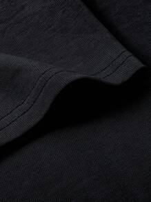 Men Letter Graphic Drop Shoulder Tee - Black - View 6