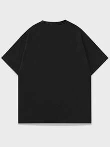 ROMWE MEN Street Life Guys Floral & Letter Graphic Drop Shoulder Tee