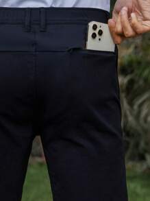 Men Solid Slant Pocket Trousers - Black - View 2