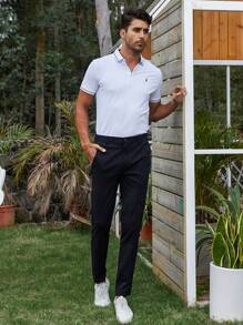 Men Solid Slant Pocket Trousers - Black - View 5