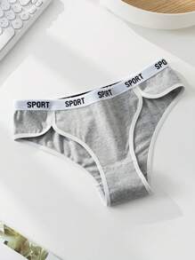 Shein Underwear&Sleepwear Basics 3pcs Letter Tape Waist Contrast Binding Brief