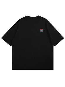 Men Letter Graphic Drop Shoulder Tee - Black - View 3