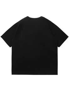 Men Letter Graphic Drop Shoulder Tee - Black - View 4