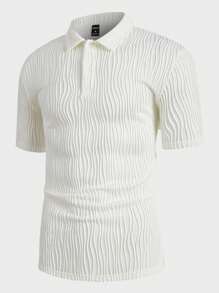 Manfinity RebelGame Nam Chất rắn Textured Áo polo - Màu be - Xem 2