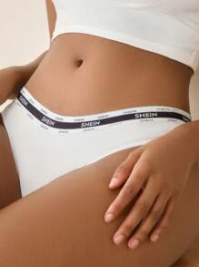 5pack Letter Graphic Tape Waist Contrast Binding Brief - Multicolor - View 5