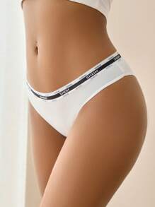 5pack Letter Graphic Tape Waist Contrast Binding Brief - Multicolor - View 6