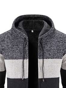 Áo khoác cardigan nam may liền, có khóa kéo và dây rút, có mũ trùm đầu, kháng khuẩn, thoáng khí. - Màu xanh hải quân - Xem 4