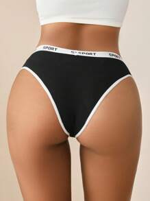 Shein Underwear&Sleepwear Basics 3pcs Letter Tape Waist Contrast Binding Brief