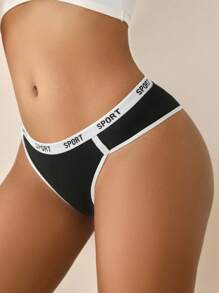 Shein Underwear&Sleepwear Basics 3pcs Letter Tape Waist Contrast Binding Brief