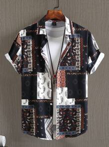 Manfinity Men Patchwork And Paisley Print Shirt Without Tee - Multicolor - View 1