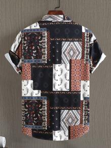 Manfinity Men Patchwork And Paisley Print Shirt Without Tee - Multicolor - View 2