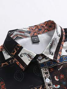 Manfinity Men Patchwork And Paisley Print Shirt Without Tee - Multicolor - View 5