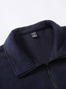 Manfinity Hypemode Men Letter Patched Drop Shoulder Sweatshirt Without Tee - Navy Blue - View 3