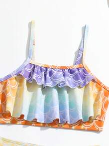 Young Girl Scales Print Mermaid Tail Set - Multicolor - View 5