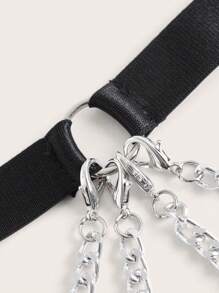 ROMWE Grunge Punk Trang trí chuỗi Vòng liên Dây đeo cơ thể - màu đen - Xem 3