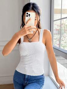 SHEIN EZwear 纯色吊带背心 - 白色 - 查看 4