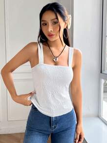 SHEIN EZwear 纯色吊带背心 - 白色 - 查看 6