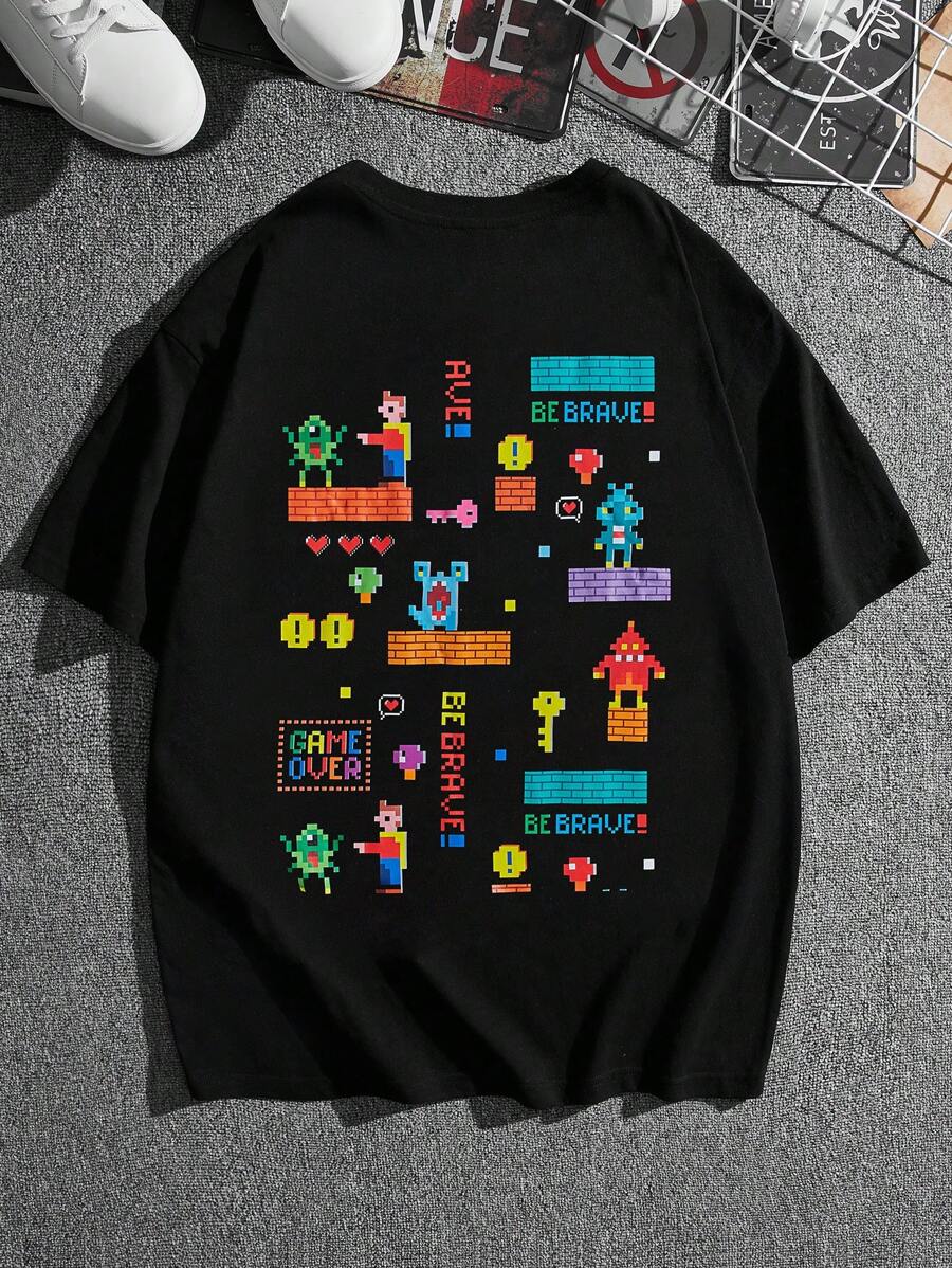 Manfinity VCAY Men Plus Cartoon Graphic Tee - Black - View 1