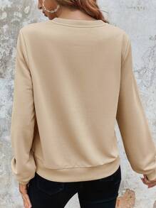 SHEIN Essnce Blusa Casual e Simples Feminina, com Estampa de Desenho Animado Solta, Adequada para o Outono e Inverno - Damasco - Visão 4