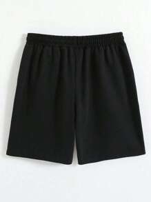 ROMWE MEN Prep 男士字母圖案雙色腰部抽繩短褲 - 彩色 - 查看 2