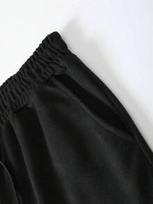 ROMWE MEN Prep 男士字母圖案雙色腰部抽繩短褲 - 彩色 - 查看 3