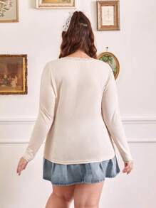 ROMWE Kawaii Hơn Hình ảnh con bướm và khẩu hiệu Áo thun - Màu be - Xem 2