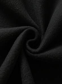 SHEIN EZwear 加大码印花拉链抽绳保暖内衬卫衣 - 黑色 - 查看 6