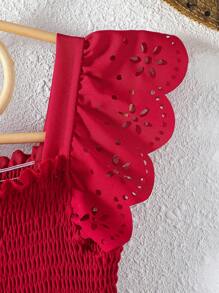 Elladie kids 女小童鏤空荷葉邊多層下擺洋裝