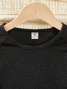 SHEIN Cô gái Tween Thư được vá Tay Raglan Áo thun và Leggings - màu đen - Xem 8
