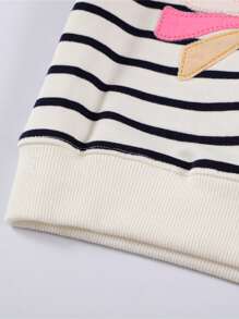 女小童條紋圖案&卡通圖案運動衫 - 彩色 - 查看 3