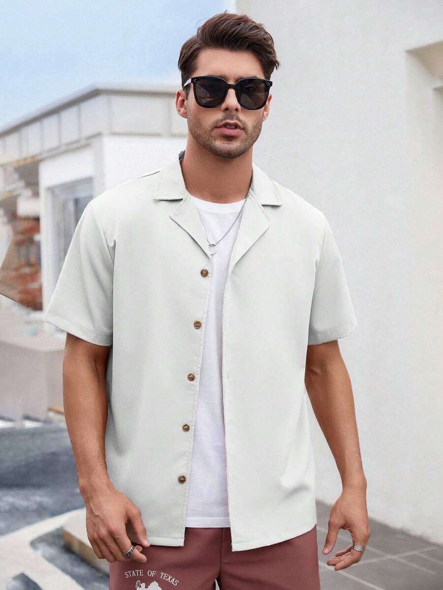 Manfinity Nam Chất rắn Cổ áo Áo sơ mi Without Tee - trắng - Xem 1