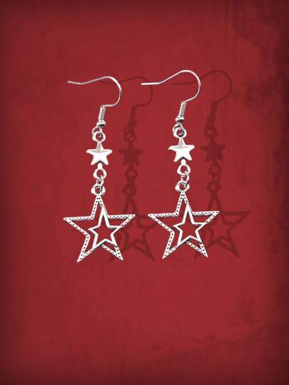 Grunge Punk 1 par Pendientes largos moda hierro de aleación con estrella para mujeres para decoración diaria