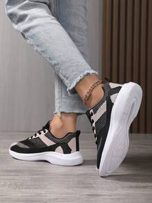 女性拼色繫帶運動鞋 - 彩色 - 查看 4