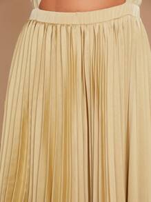 SHEIN Belle Cut Out Front Pleated Hem Satin Cami Dress