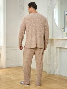 Nam Dệt kim Marled Bộ giản dị - Màu be - Xem 2