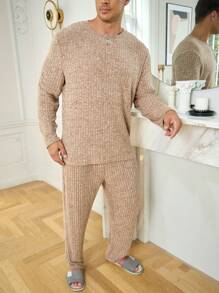 Nam Dệt kim Marled Bộ giản dị - Màu be - Xem 6