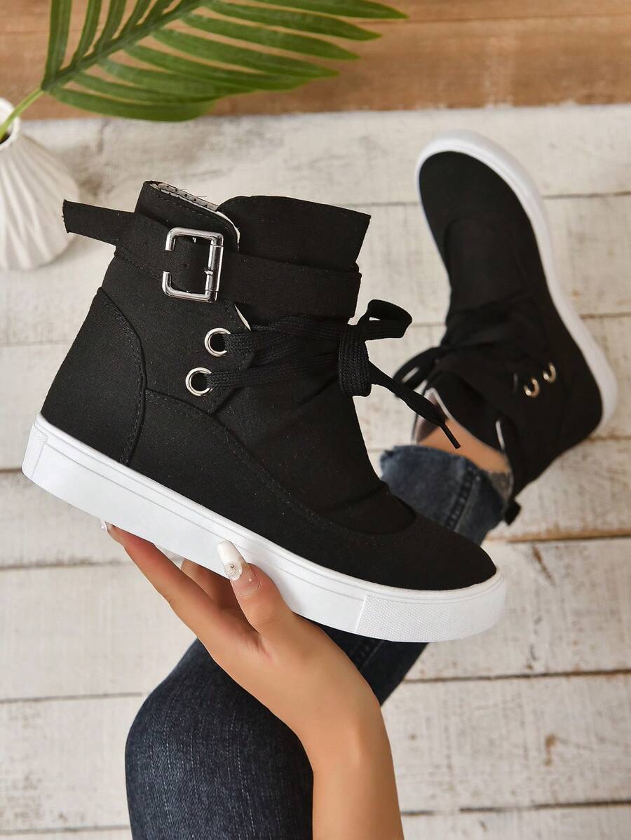 de mujeres deportivo Botas de moda con grande Decoración - Negro - Ver 1