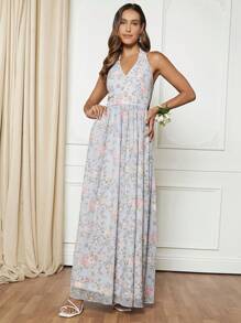 SHEIN Belle Floral Print Keyhole Back Dress - Multicolor - View 5