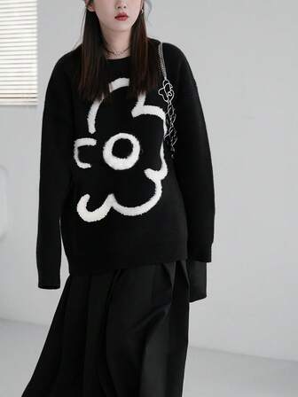 Alicedudu 花卉图案落肩毛衣，长袖上衣