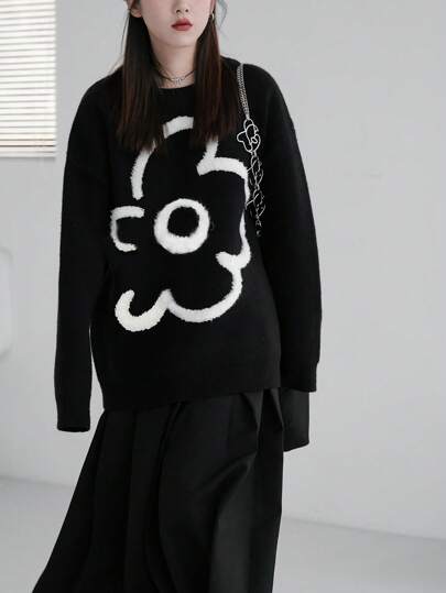 Alicedudu 花卉图案落肩毛衣，长袖上衣