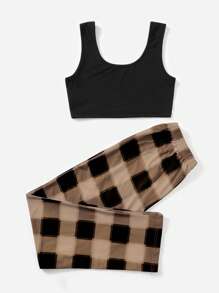 Bộ đồ ngủ Nữ Tương phản ren Thắt nút Kẻ sọc Giải trí - Nhiều màu - Xem 2