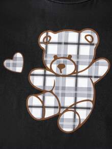 SHEIN Baby Boy Bear Print Tee & Plaid Pants