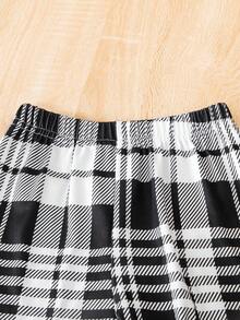 SHEIN Baby Boy Bear Print Tee & Plaid Pants