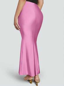 SHEIN SXY 素色魚尾裙下擺緞面半身裙