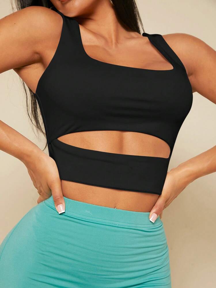 Cut Out Front Crop Tank Top