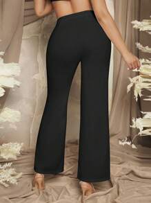 SHEIN SXY 下擺開叉西裝褲 - 黑色 - 查看 2