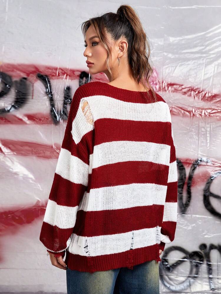 Two Tone Drop Shoulder Sweater
