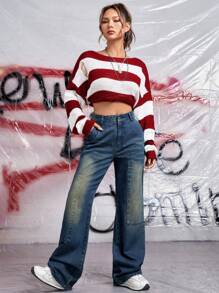 SHEIN EZwear Hai âm Thả vai Áo len - Nhiều màu - Xem 3