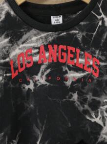 SHEIN 男嬰紮染字母圖案衛衣和衛褲 - 黑與白 - 查看 3